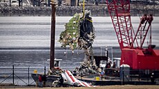 Je�áb p�ekládá kus vraku z letadla, které se z�ítilo do �eky Potomac ve...