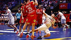 Momentka z házenká�ského finále mistrovství sv�ta mezi Dánskem a Chorvatskem.