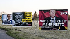 P�edvolební plakáty v n�meckém Heidelbergu (2. února 2025)