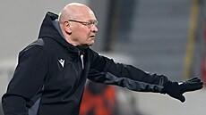 Plze�ský trenér Miroslav Koubek p�i zápase s Libercem.