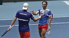 Tomá� Machá� (vpravo) a Jakub Men�ík se radují z vít�zství ve �ty�h�e v...