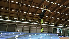 Ital Mattia Furlani p�edvádí na Czech Indoor Gala v Ostrav� nejdel�í skok této...