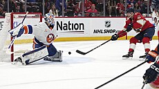 Sam Reinhart pekonává eského brankáe Jakuba karka.