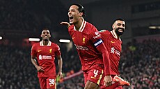 Radost Virgila van Dijka po gólu proti Tottenhamu.