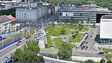 Pozemek v centru Ostravy, kde má stát dvouv�ový mrakodrap. (5. února 2024)