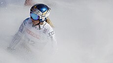 Ester Ledecká v cíli super-G na mistrovství svta v Saalbachu