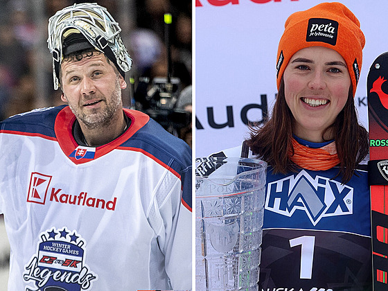 Slovenský branká� Ján La�ák a ly�a�ka Petra Vlhová.