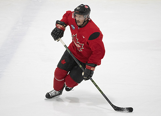Sidney Crosby na tréninku Kanady ped Four Nations.