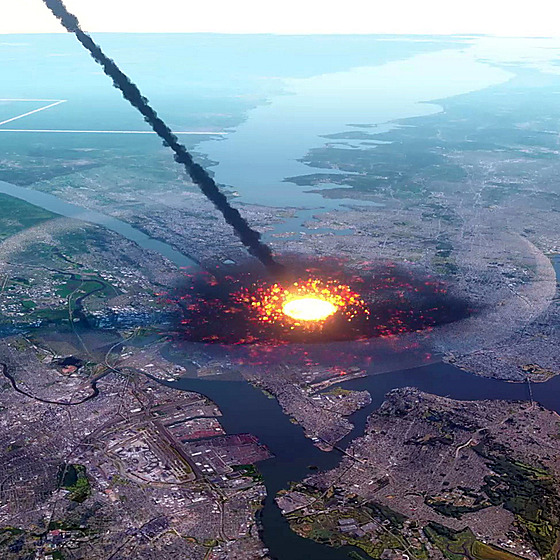 Simulace ni�ivého dopadu asteroidu na zem. (13. února 2025)