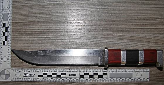 N��, se kterým opilý a zfetovaný recidivista p�epadl �enu v T�inci. (14. února...