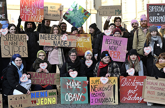 Protest ped Snmovnou proti chystané reform sociálních dávek a vzniku jedmé...