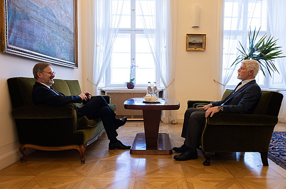 Prezident Petr Pavel p�ijal p�edsedu vlády Petra Fialu (19. února 2025)