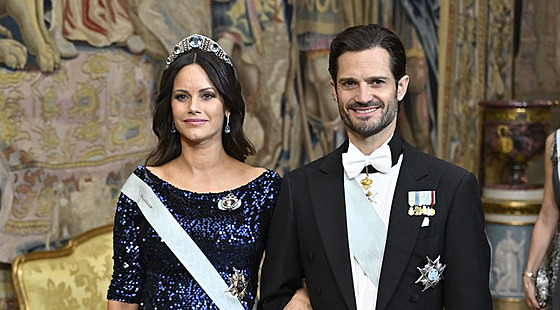 védská princezna Sofia a princ Carl Philip na gala pro laureáty Nobelových cen...