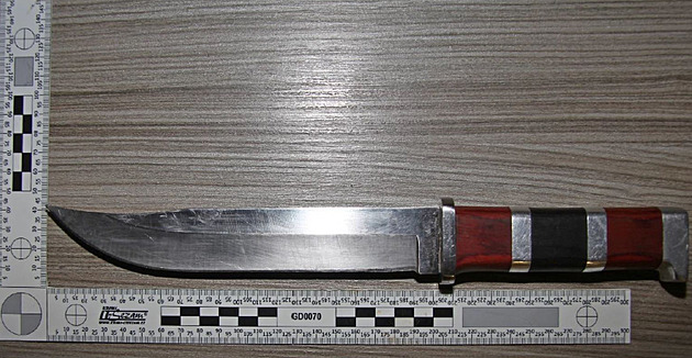 N��, se kterým opilý a zfetovaný recidivista p�epadl �enu v T�inci. (14. února...