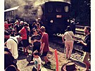 Jízda parní lokomotivy. Vyfoceno p�i jednodenním výlet� ve T�e�ti a v Kostelci...