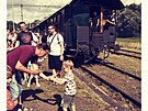 Jízda parní lokomotivy. Vyfoceno p�i jednodenním výlet� ve T�e�ti a v Kostelci...