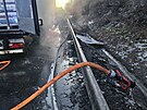 Dlnici D1 ve smru na Vykov ochromil por nvsu kamionu. (19. nora 2025)
