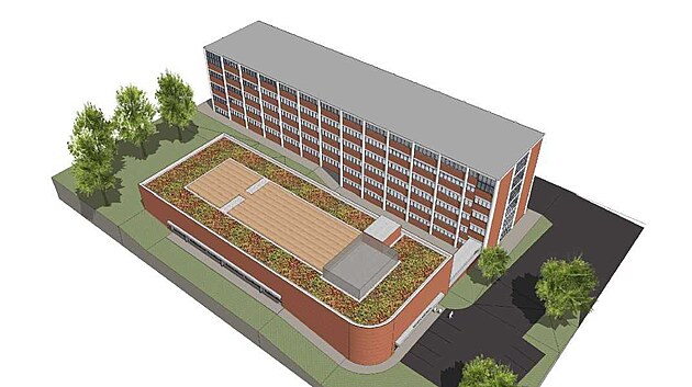 Vizualizace pl�novan� sportovn� haly u Gymn�zia a Jazykov� �koly ve Zl�n�. (�nor 2025)