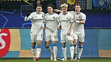 Hrá�i Brugg se radují z trefy proti Bergamu.