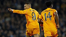 Kylian Mbappé z Realu Madrid slaví gól proti Manchesteru City.