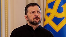 Ukrajinský prezident Volodymyr Zelenskyj na tiskové konferenci v Kyjev (19....