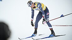 Jessie Digginsová v cíli oddychuje po vít�zství ve Falunu.