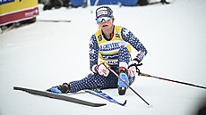 Jessie Digginsová v cíli oddychuje po vít�zství ve Falunu.