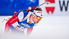 Michal Kr�má� na trati stíhacího závodu na mistrovství sv�ta