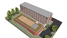 Vizualizace plánované sportovní haly u Gymnázia a Jazykové �koly ve Zlín�....