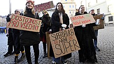 Protest ped Snmovnou proti chystané reform sociálních dávek a vzniku jedmé...