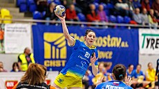 Momentka ze zápasu interligy házenká�ek Michalovce - Most. St�ílí domácí...