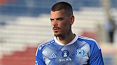 Olomoucký útoník Jan Kliment po gólu v utkání s Pardubicemi.
