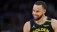 Stephen Curry z Golden State Warriors se raduje.