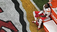 Xavier Worthy z Kansas City Chiefs je zklamaný po poráce v Super Bowlu.