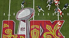 Momentka ze Superbowlu LIX mezi Philadelphia Eagles a Kansas City Chiefs