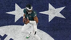 Jalen Hurts z Philadelphia Eagles b�hem Super Bowlu