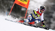 �eský ly�a� Kry�tof Krýzl b�hem ob�ího slalomu na mistrovství sv�ta v Saalbachu
