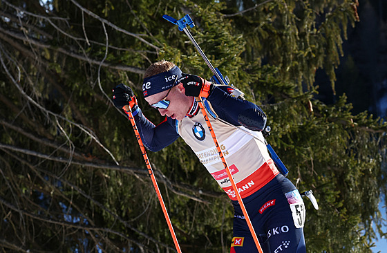 Johannes Thingnes Bö bojuje ve vytrvalostním závod� na MS v Lenzerheide.