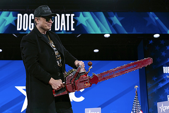 Elon Musk na konzervativní konferenci CPAC v Marylandu (20. února 2025)