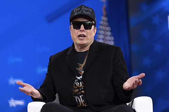Elon Musk na konzervativní konferenci CPAC v Marylandu (20. února 2025)