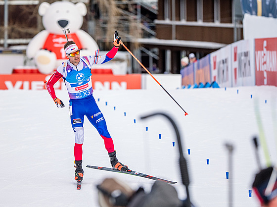 Michal Krmá ve tafetovém závod na MS v Lenzerheide.
