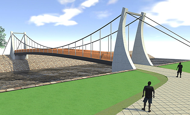 Vizualizace lávky vedoucí nad Olí mezi karvinskou ástí Louky a polskou obcí...