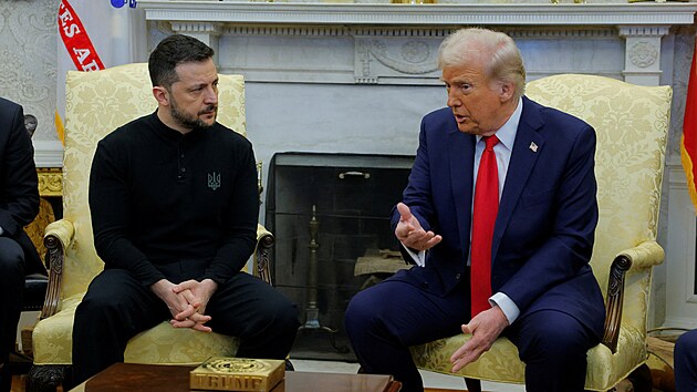 Schůzka amerického prezidenta Donalda Trumpa a ukrajinského prezidenta Volodymyra Zelenského v Bílém domě ve Washingtonu. (28. února 2025)