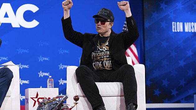 Elon Musk na konzervativn konferenci CPAC v Marylandu (20. nora 2025)