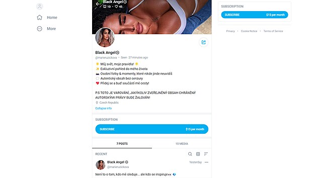 Marie Rikov je na OnlyFans pod jmnem Black Angel. (2025)
