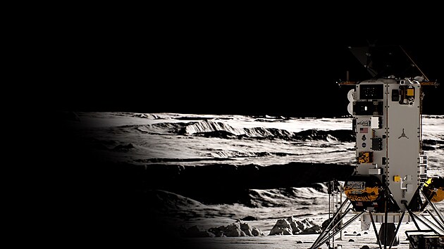 Modul Athena spole�nosti Intuitive Machines ve vizualizaci jeho p�ist�n� na M�s�ci