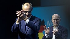 P�edvolební mítink lídra CDU Friedricha Merze v Berlín� (20. února 2025)