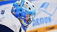 Michal Postava, branká� Komety Brno, b�hem extraligového utkání proti Karlovým...