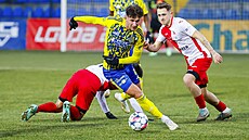 David Tká� ze Zlína kli�kuje v p�ípravném utkání s Krom��í�í.