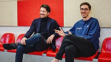 Nymburský trenér Francesco Tabellini a manaer reprezentace Jií Welsch v...
